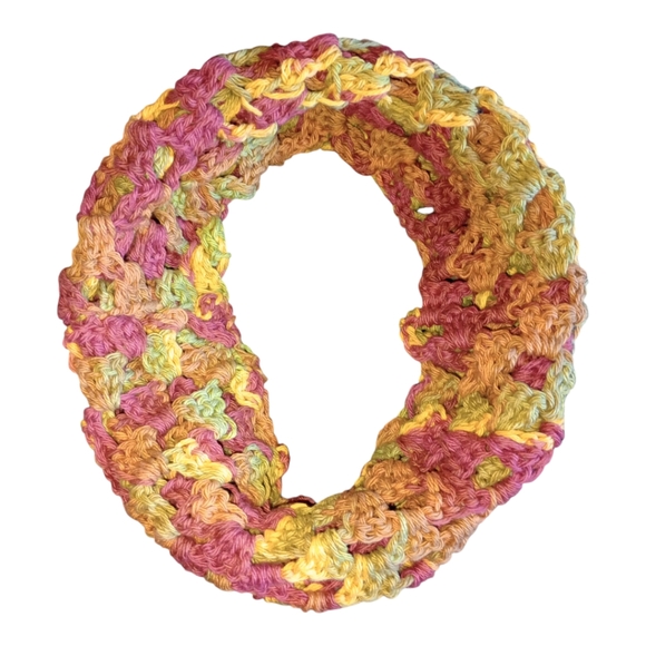 Loop Scarf, Rust | Sage | Tan, Crocheted, Pre-owned - Picture 3 of 8